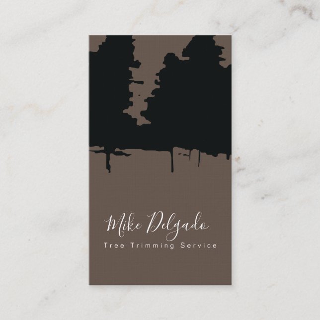 Tree Trimming Landscaping Bold Pine Trees Brown Business Card (Front)