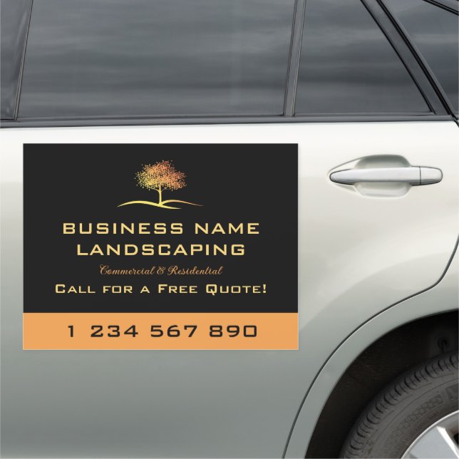Tree Trimming Landscaping Lawn Care Business Logo Car Magnet (In Situ)