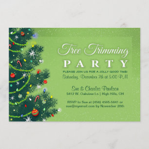 Tree Trimming Party Invitation - Green Tree