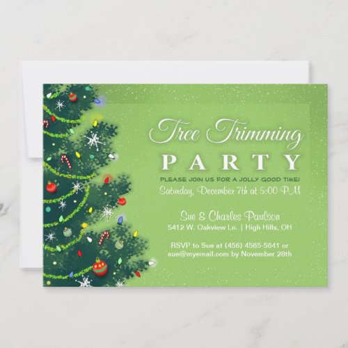 Tree Trimming Party Invitation _ Green Tree