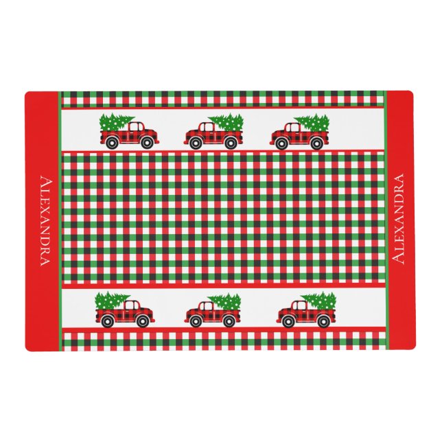  Tree Truck Chef  Red Green Holiday Plaid   Placemat (Front)