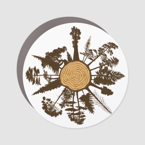 Tree Trunk Cross Section Growth Rings Pine Trees Car Magnet