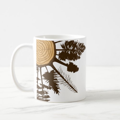Tree Trunk Cross Section Growth Rings Pine Trees Coffee Mug