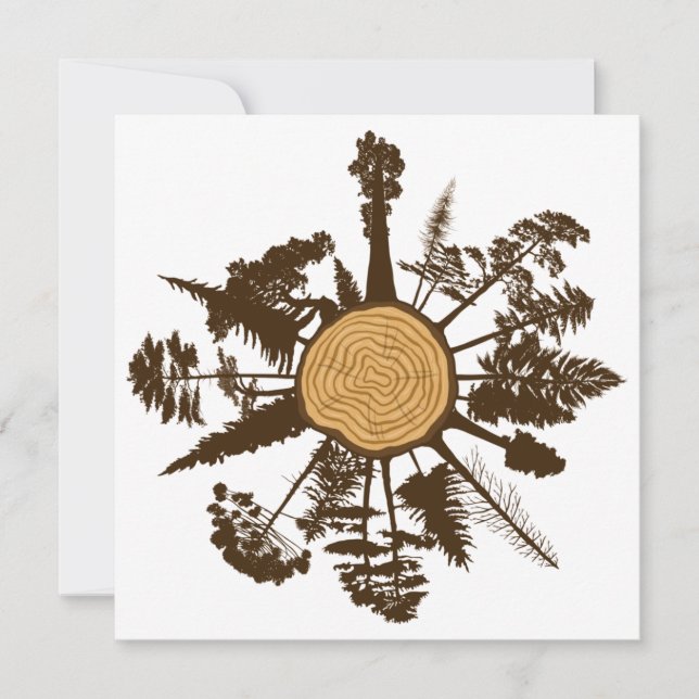 Tree Trunk Cross Section Growth Rings Pine Trees Invitation (Front)