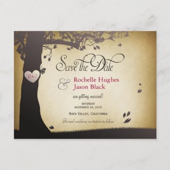 Tree Trunk Save The Date Announcement Postcard by Trifecta_Designs at Zazzle