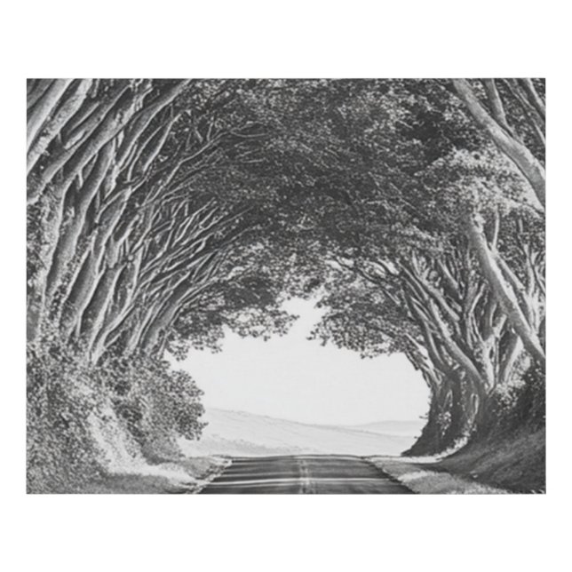 Tree Tunnel Kauai Photography Black and White Faux Canvas Print (Front)