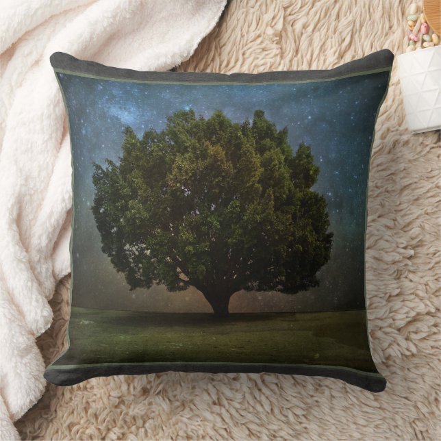 Tree under the Stars Throw Pillow (Blanket)