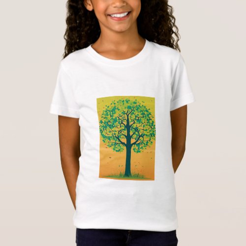Tree vector girl t_shirt