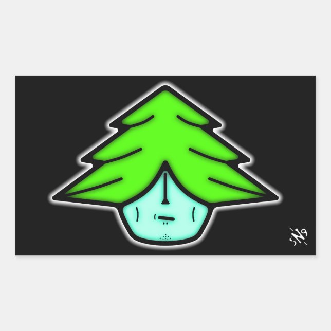 Tree Warrior Cartoon Nature Creature Rectangular Sticker (Front)