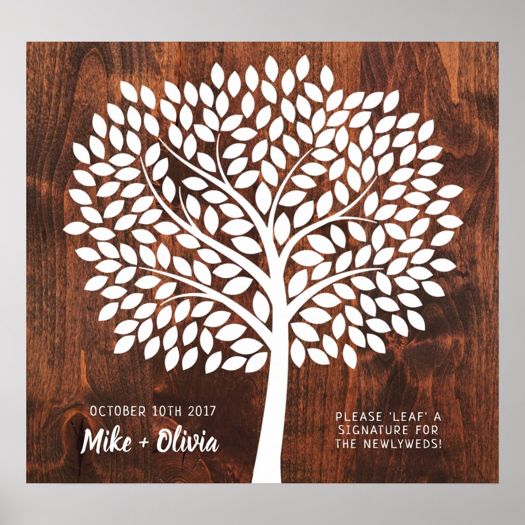 Tree Wedding Guest Book Alternative 190 Leaves Zazzle
