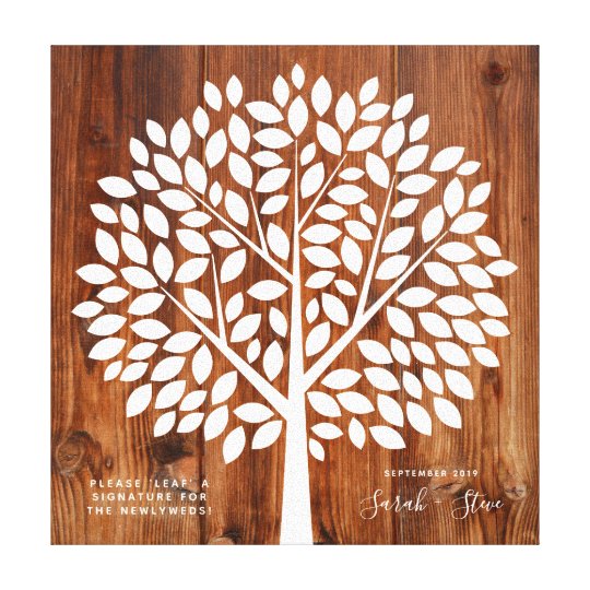 Tree Wedding Guest Book with 130 Leaves