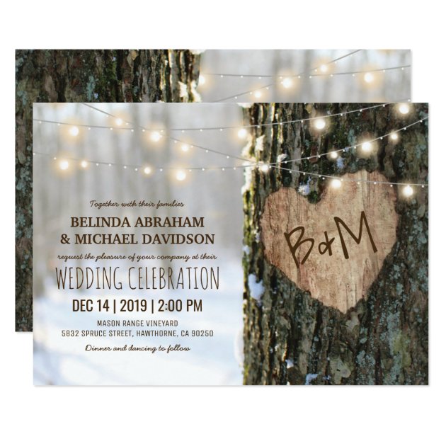 Tree Wedding Invitations | Rustic String Lights