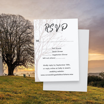 Tree Wedding Menu Website Reply Vertical Cards by BlueHyd at Zazzle