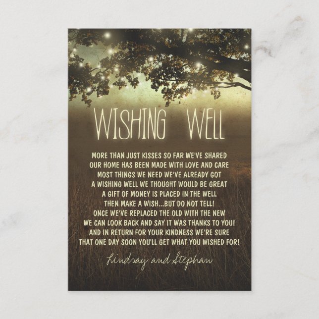 tree wedding wishing well rustic cards (Front)