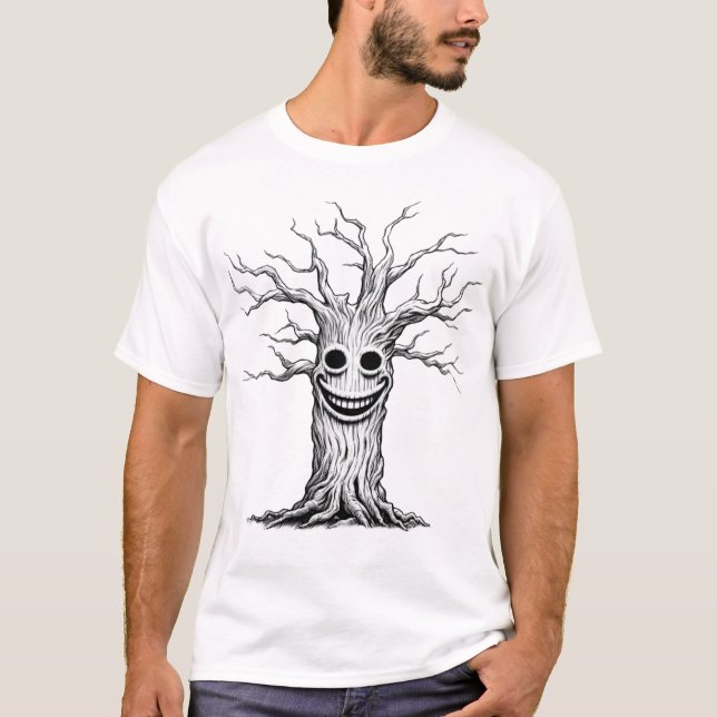 Tree With A Creepy Smile T-Shirt (Front)