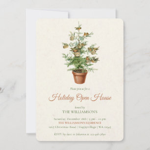 Tree with Birds Christmas Open House Invitation
