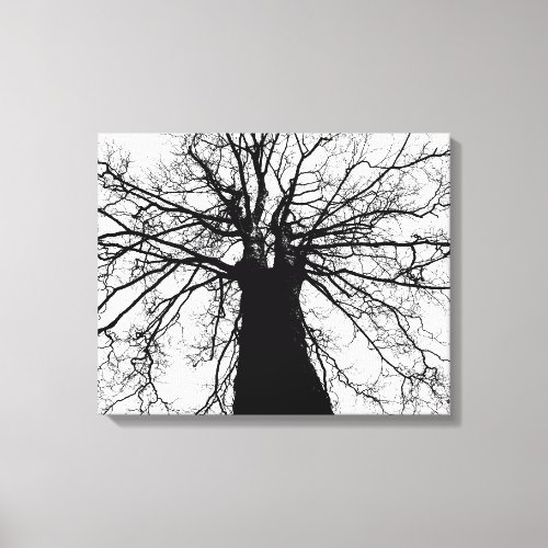 Tree with Branches in Black and White Canvas Print