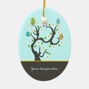 Tree with Easter eggs and flowers custom ornament