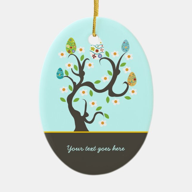 Tree with Easter eggs and flowers custom ornament (Front)