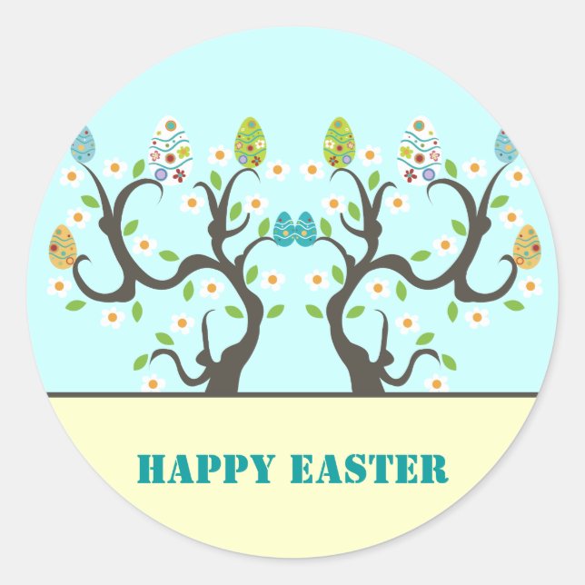 Tree with flowers and Easter eggs Stickers (Front)