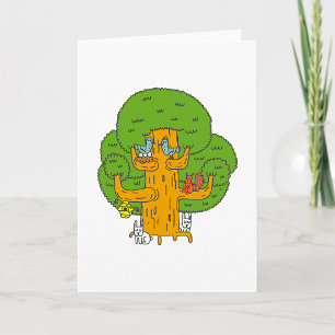 Tree with Forest Animals Cute Nature Card