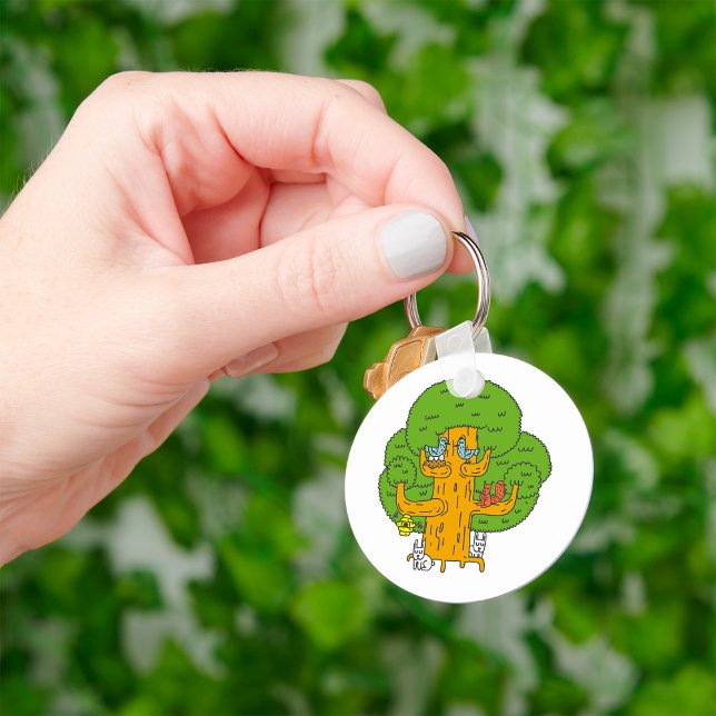 Tree with Forest Animals Cute Nature  Keychain (Creator Uploaded)