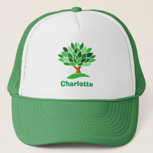 Tree with Green Leaves. Add Name. Forestry Hat