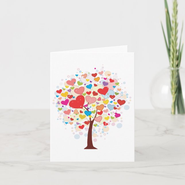 Tree With Heart Shaped Leaves Note Cards (Front)