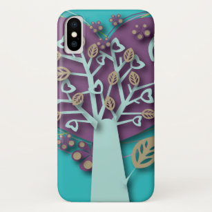 Tree with Hearts Flowers, Retro Love and Romance iPhone X Case
