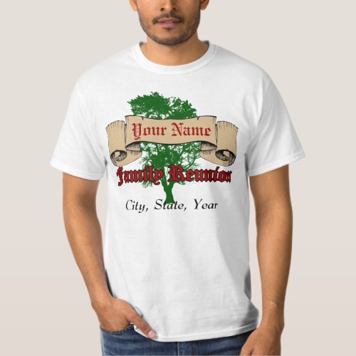 Tree with Parchment Scroll Family Reunion T_Shirts