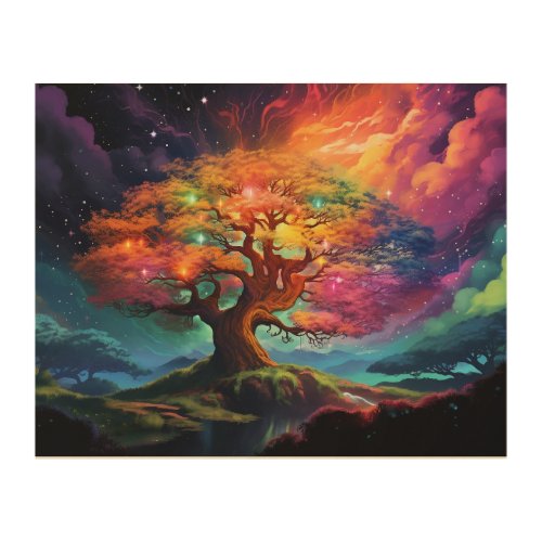 Tree with rainbow wallpaper hd WOOD WALL ART
