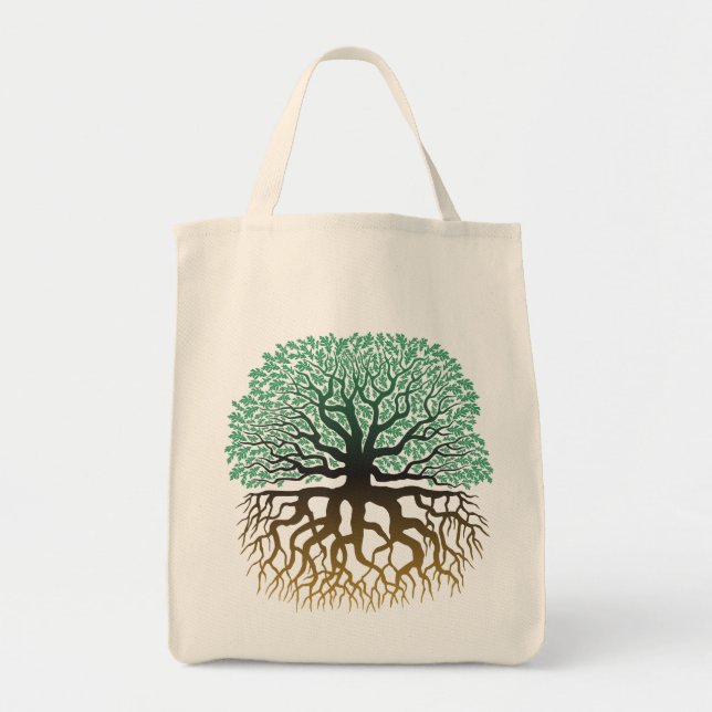 Tree with roots grocery tote (Front)