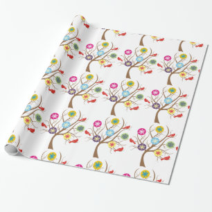 Tree with snowflakes and cardinals custom wrapping paper