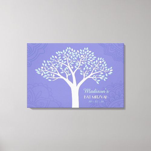 TREE WITH STARS Bar Mitzvah Memory Sign_In Board Canvas Print
