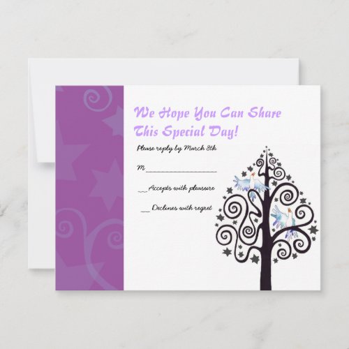 Tree with Stars Bat mitzvah Reply RSVP Card