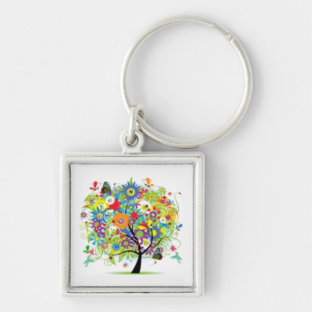 Tree With Things In Nature Keychain (Front)