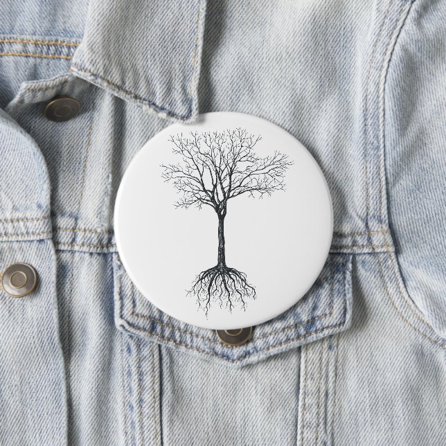 Tree without leaves pinback button (In Situ)