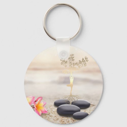  Tree Women Silhouette Zen Stones    Keychain