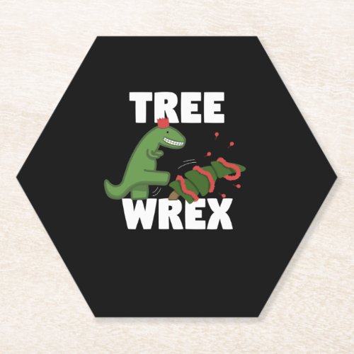 Tree Wrex Funny Christmas Dinosaur Trex Pun   Paper Coaster