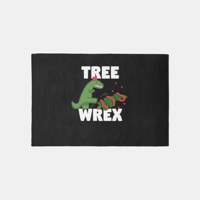 Tree Wrex Funny Christmas Dinosaur Trex Pun   Rug (Front)