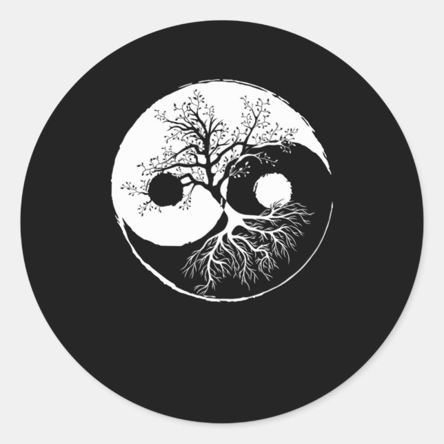 Tree Yin Yang Bonsai China Harmony Meditation Gift Classic Round Sticker (Front)