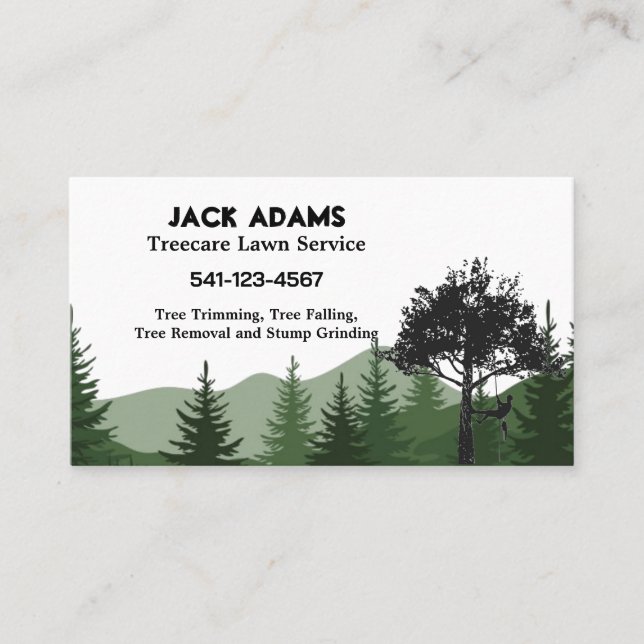 Treecare Lawn Service Business Cards (Front)
