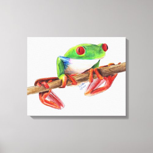 Treefrog tree frog cute animal illustration drawin canvas print