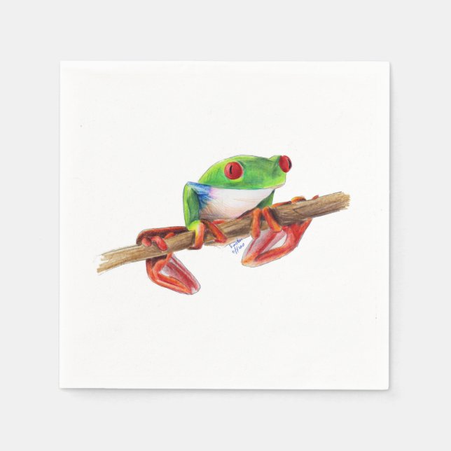 Treefrog tree frog cute animal illustration drawin napkins (Front)