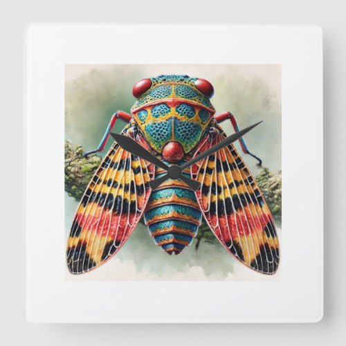 Treehopper Insect 150624IREF101 _ Watercolor Square Wall Clock