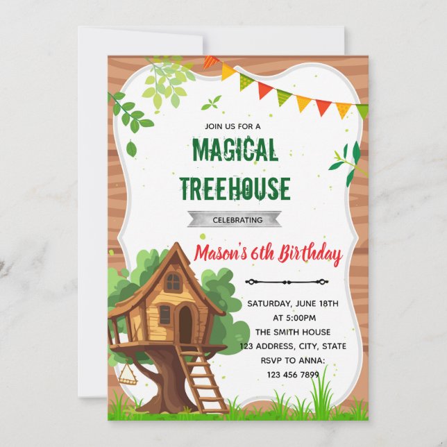 Treehouse birthday invitation (Front)