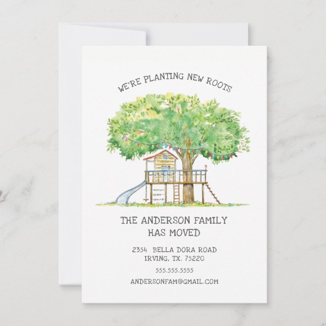 Treehouse Cute Family Moving Announcement (Front)