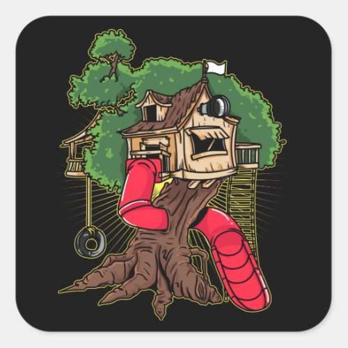 Treehouse for kids Tree house Square Sticker