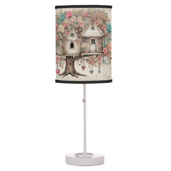 Treehouse On Vintage Background Table Lamp by MarceeJean at Zazzle