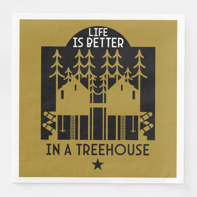 Treehouse Playhouse Back To School Paper Dinner Napkins (Front)